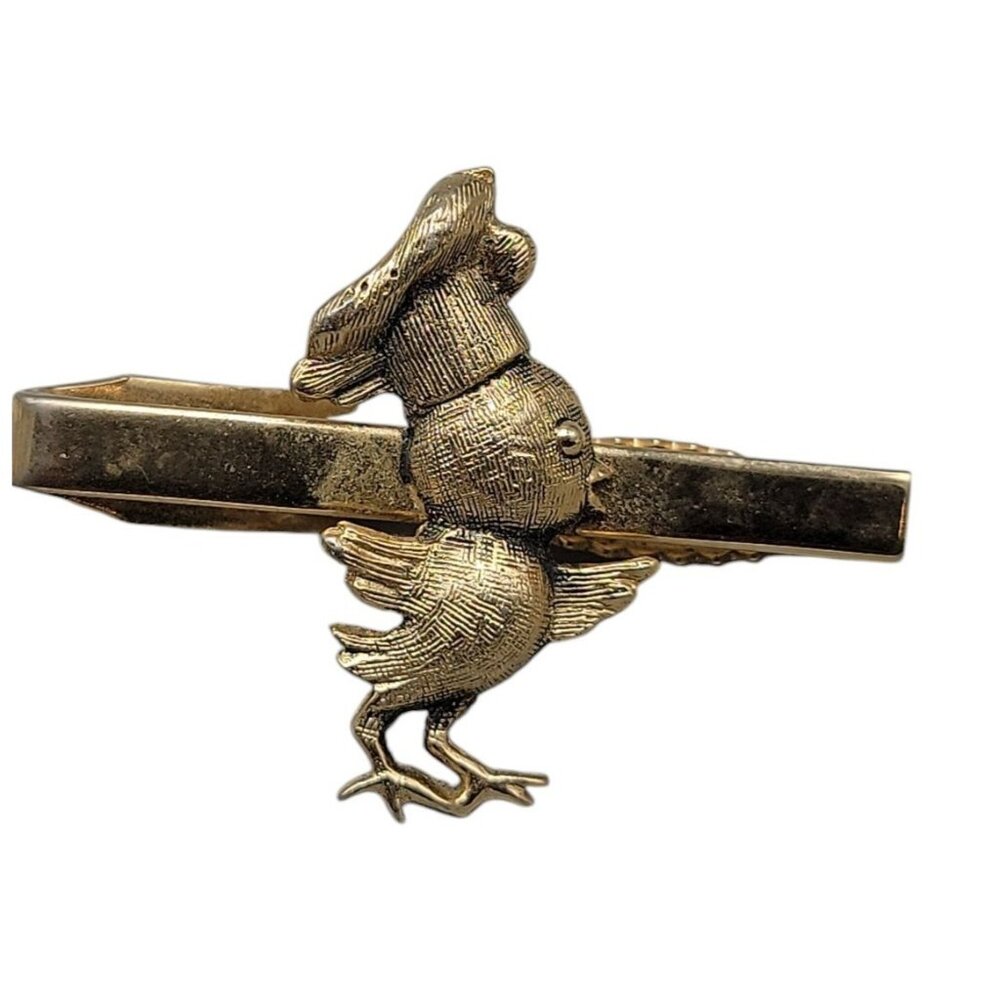 Jolle Chef Chik Tie Clip Gold Plated 1940s Men Accessories Vintage Signed